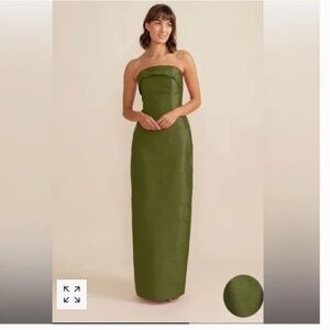 LulaKate Eva Bodice with Straight Skirt Floor Shantung Greenery Green Size 4 6 8